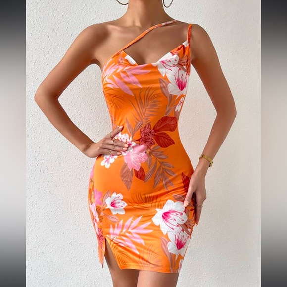 Orange Floral Mini Dress - Picture 3 of 3